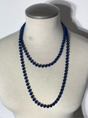 5/$35 Vintage Blue Beaded Necklace Retro Plastic Beads Costume Jewelry